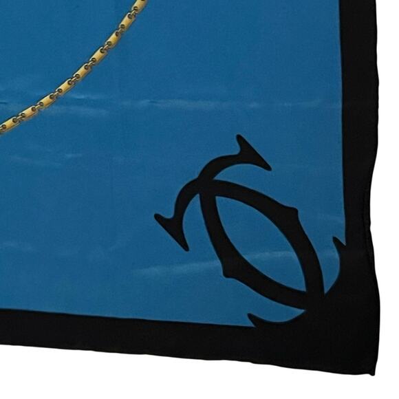 Cartier Must de Cartier Blue Silk Scarf with a chain motif Vintage 82 cm - Picture 3 of 7